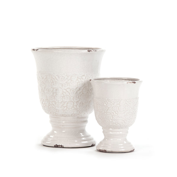 Distressed Crackle White Vase (6769S A369) by Zentique