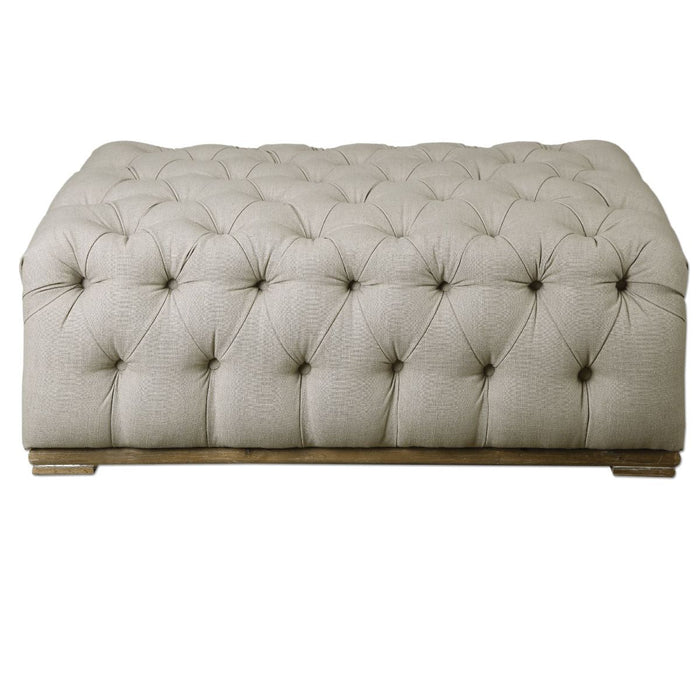 Uttermost Kaniel Tufted Antique White Ottoman