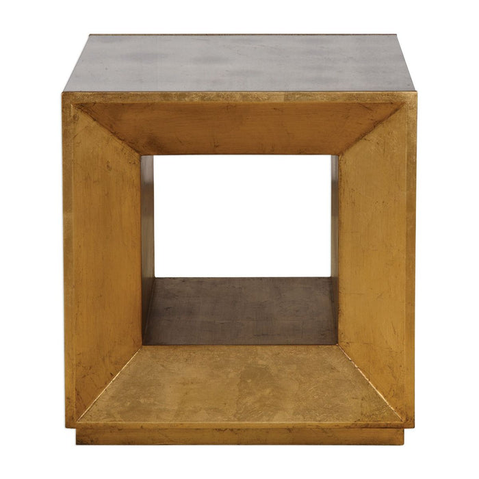 Uttermost Flair Gold Cube Table