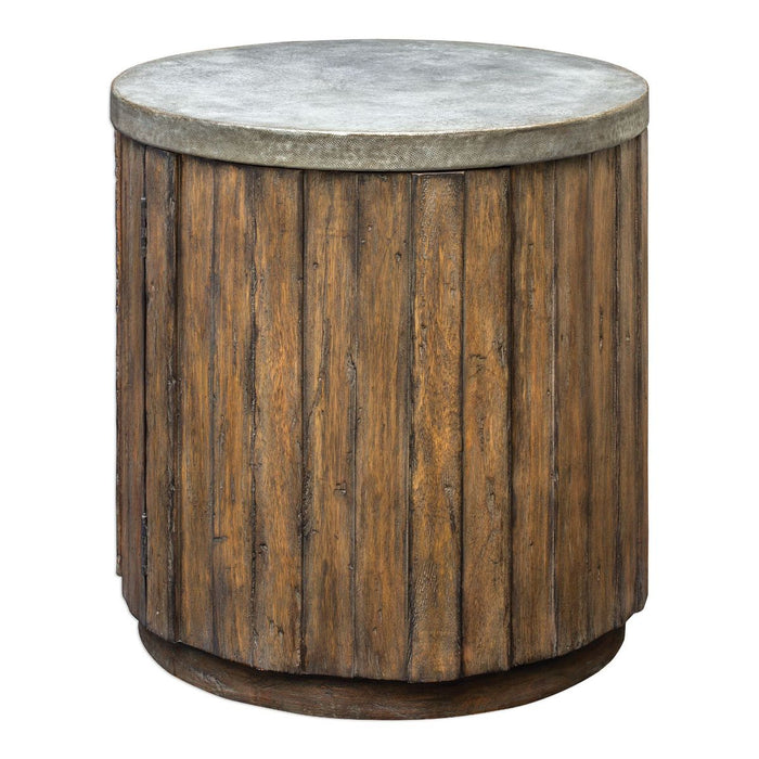 Uttermost Maxfield Wooden Drum Side Table