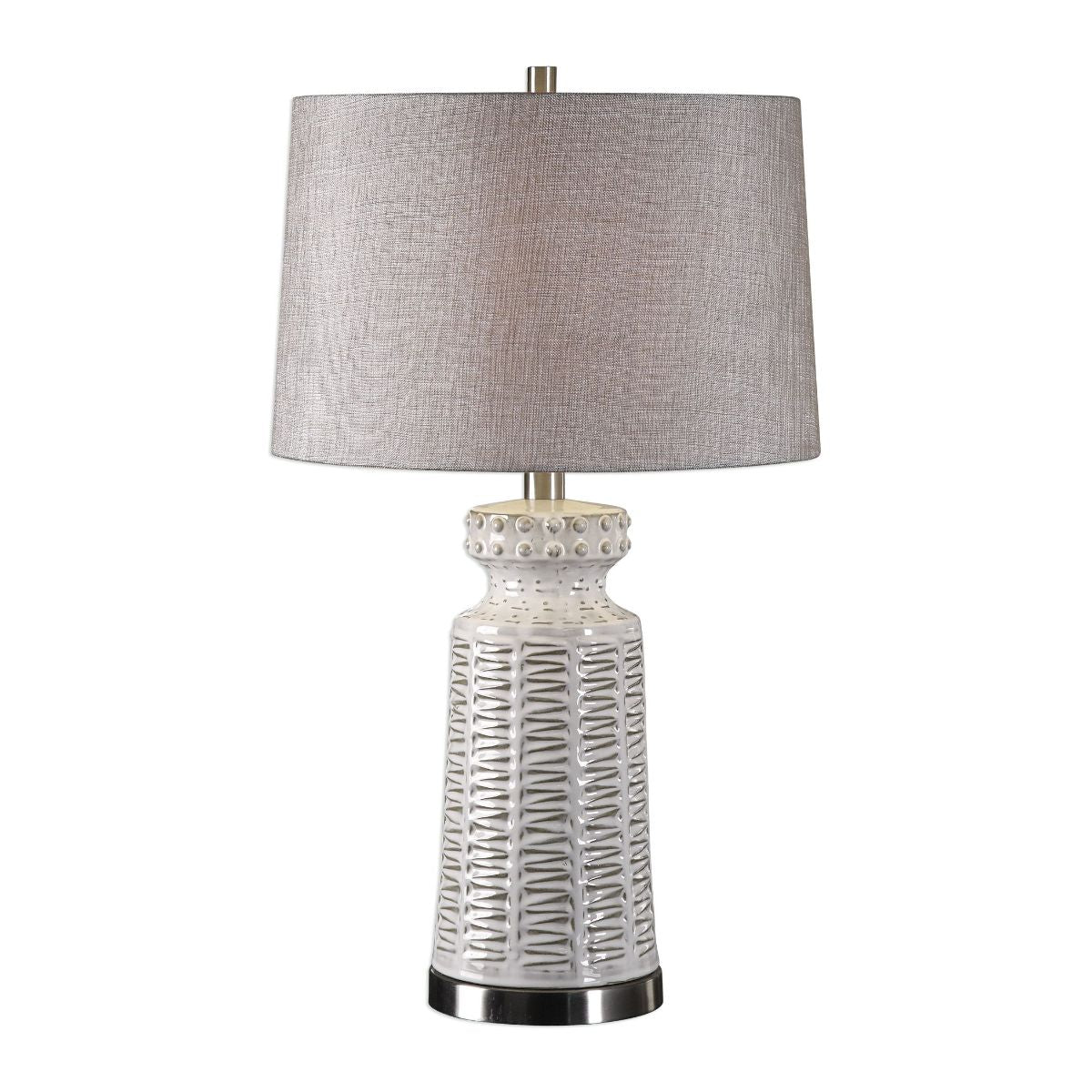 Uttermost Kansa Distressed White Table Lamp