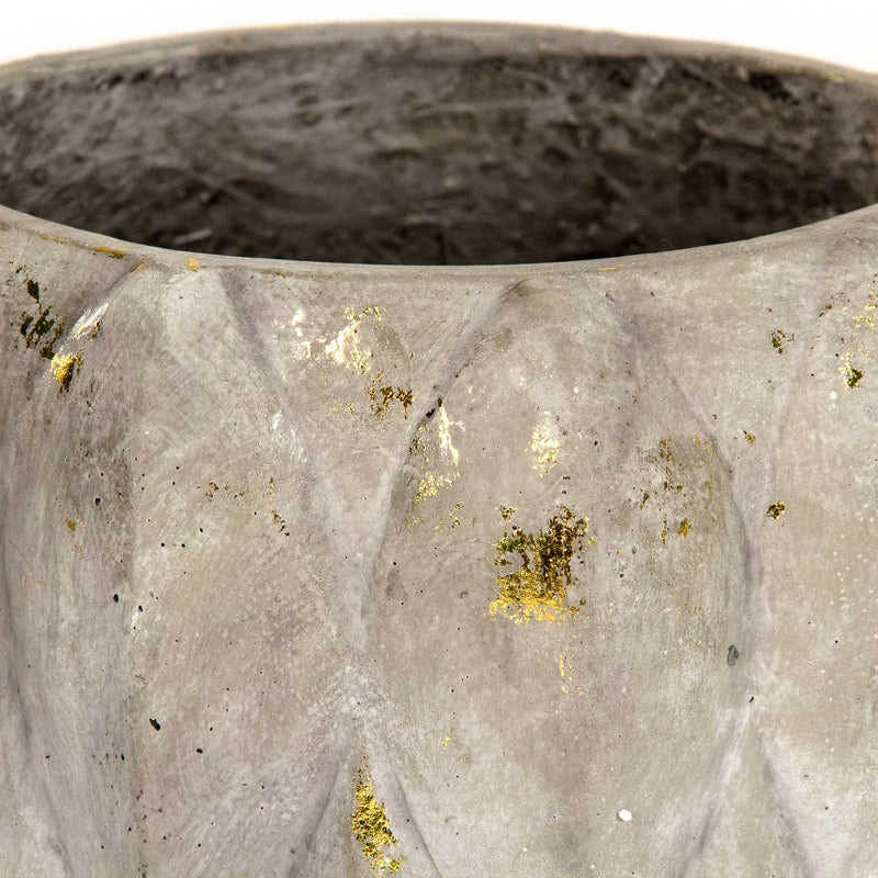 Grey and Distressed Gold Leaf Vase Large by Zentique