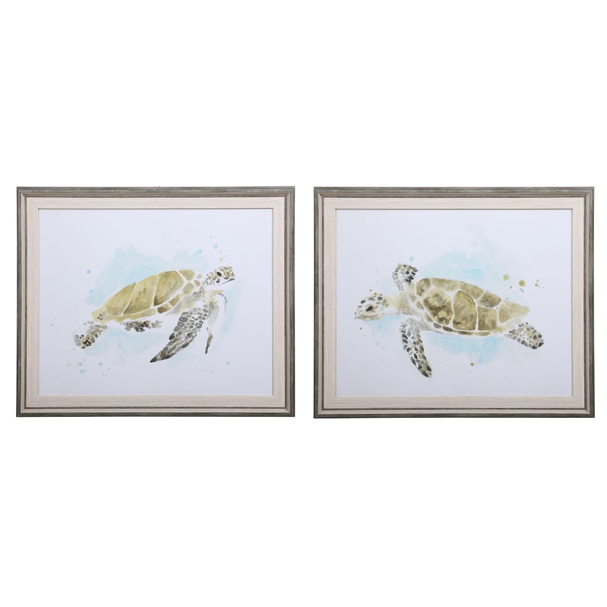 Uttermost Sea Turtle Study Watercolor Prints, S/2