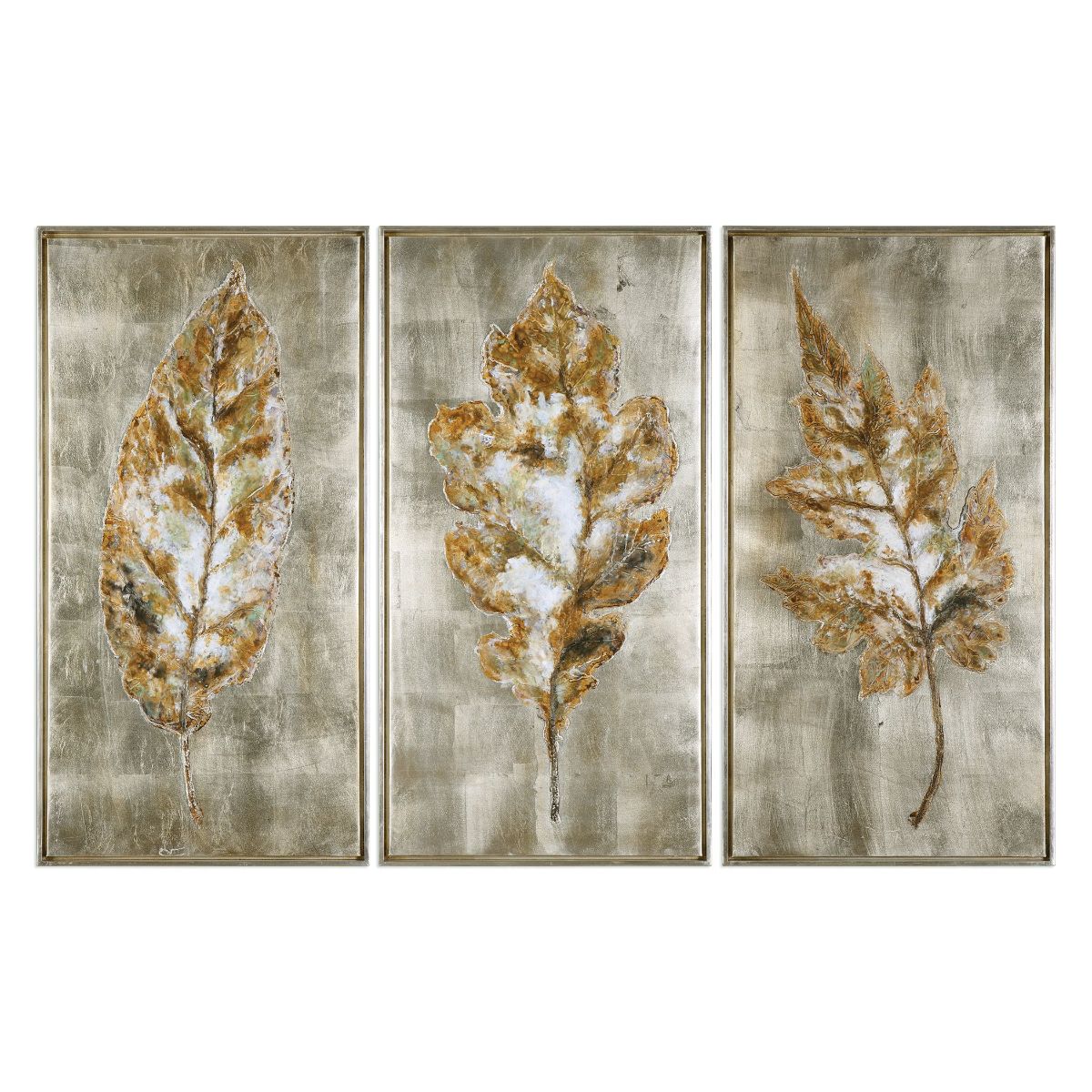 Uttermost Champagne Leaves Modern Art S/3