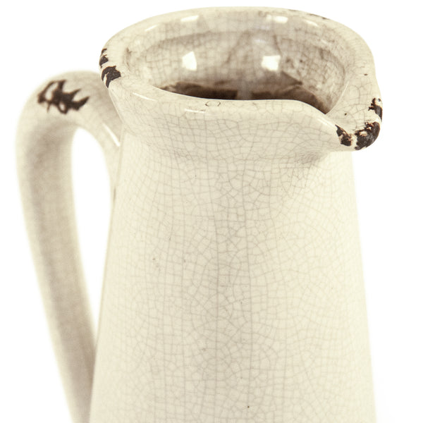 Distressed Crackle White Pitcher (015659 A369) by Zentique
