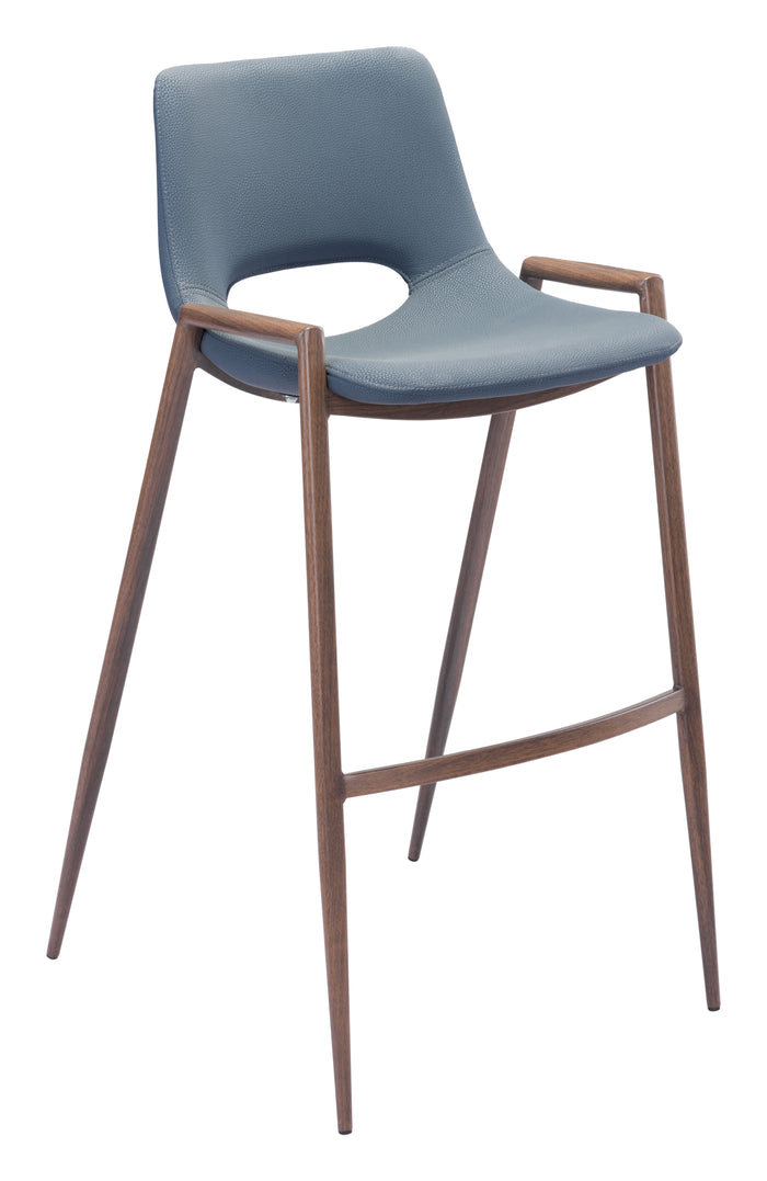 Desi Barstool (Set of 2) Blue & Walnut