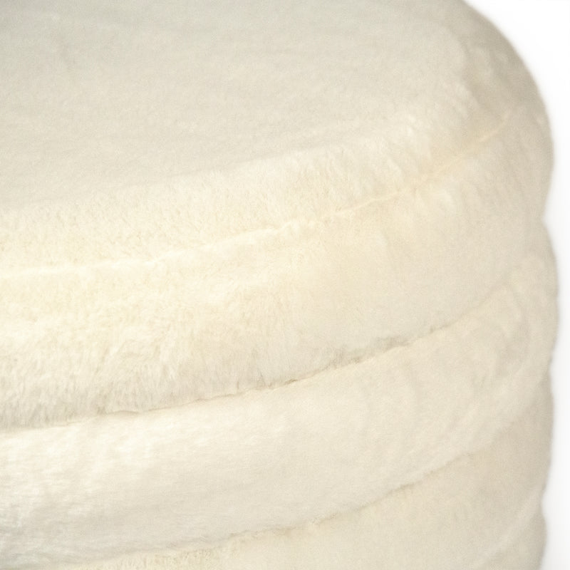 White Faux Fur Ottoman by Zentique