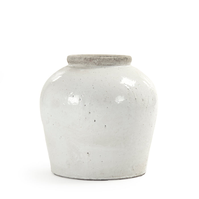 Partially Glazed Off-White Jar (4869L A25A) by Zentique