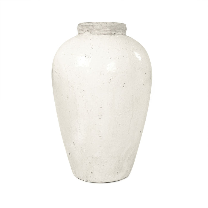 Distressed White Jar (4871L A25A) by Zentique