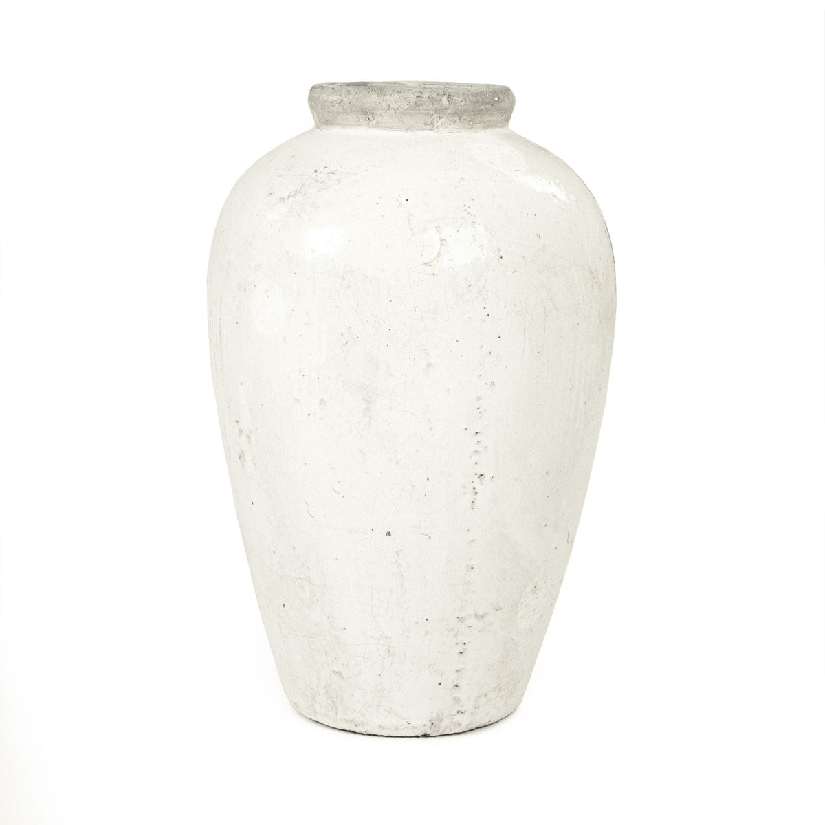 Distressed White Jar (4871S A25A) by Zentique