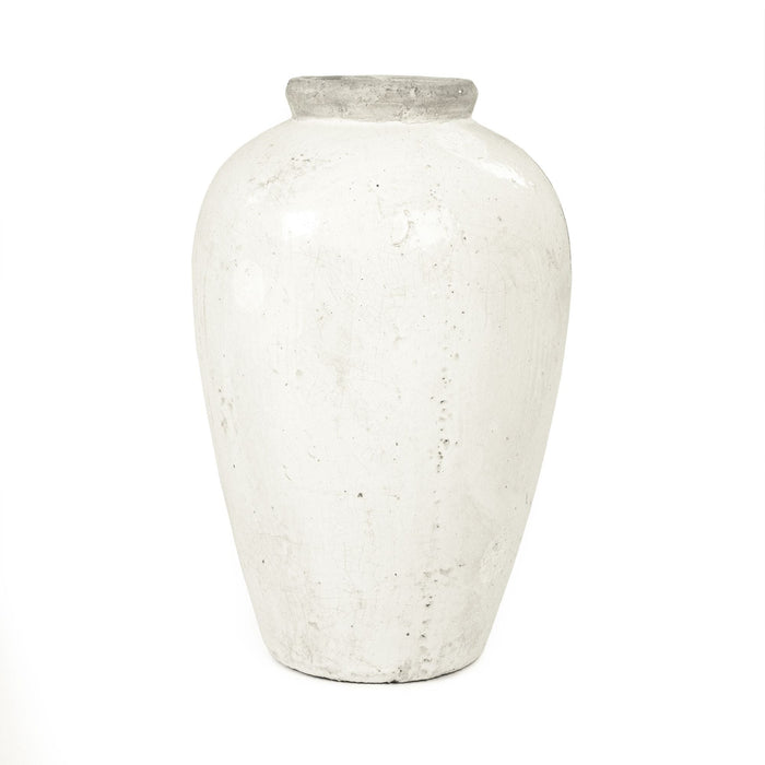 Distressed White Jar (4871S A25A) by Zentique