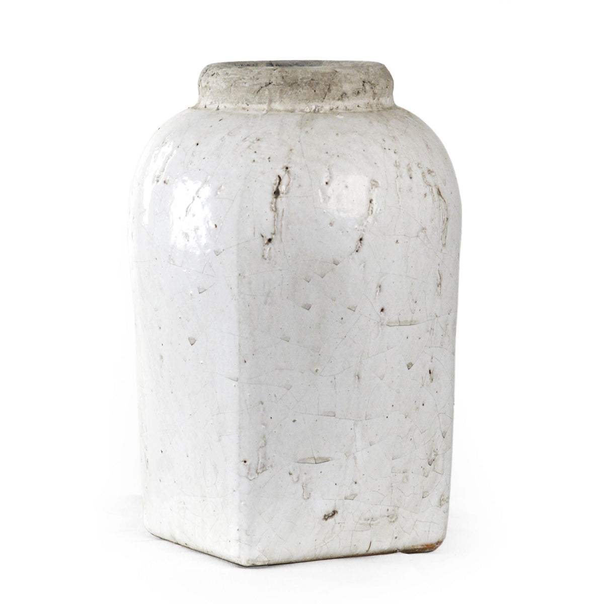 Partially Glazed Off-White Jar (4977L A25A) by Zentique