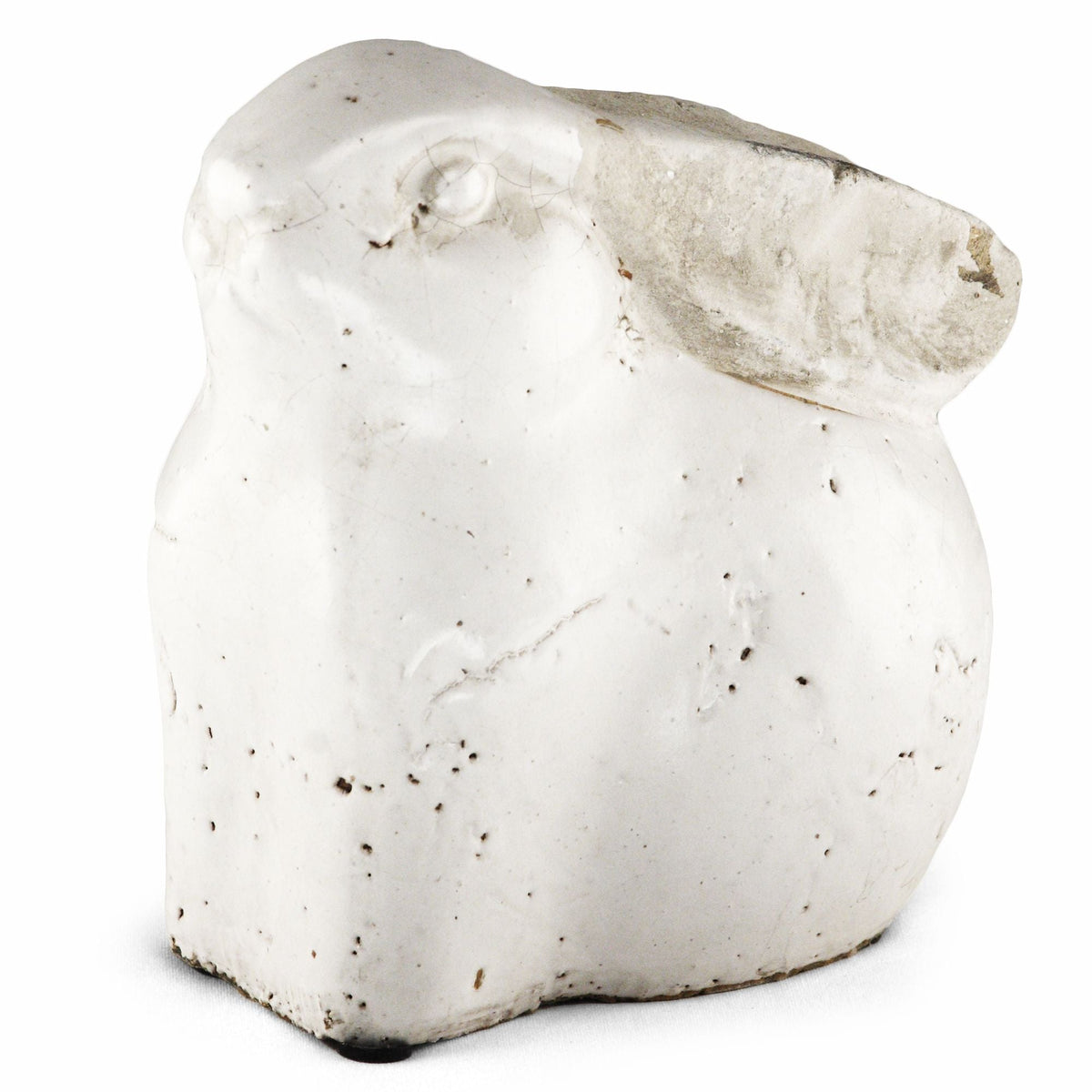 Partially Glazed Off-White Ceramic Rabbit (5829M) by Zentique