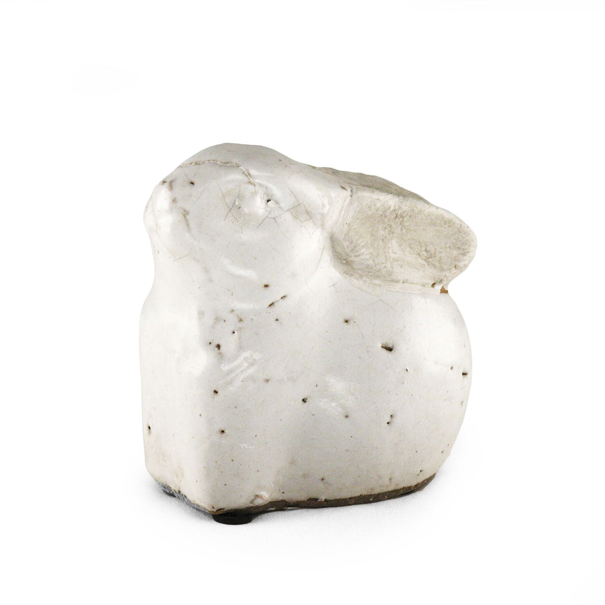 Partially Glazed Off-White Ceramic Rabbit (5829S) by Zentique
