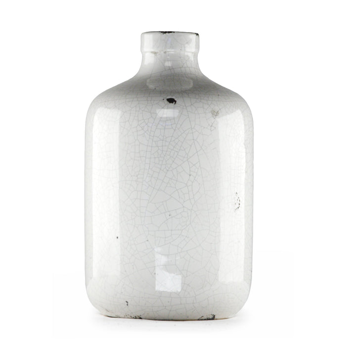 Distressed Crackle White Vase (5913L) by Zentique