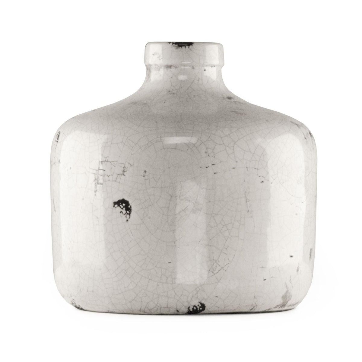 Distressed Crackle White Vase (5914L) by Zentique