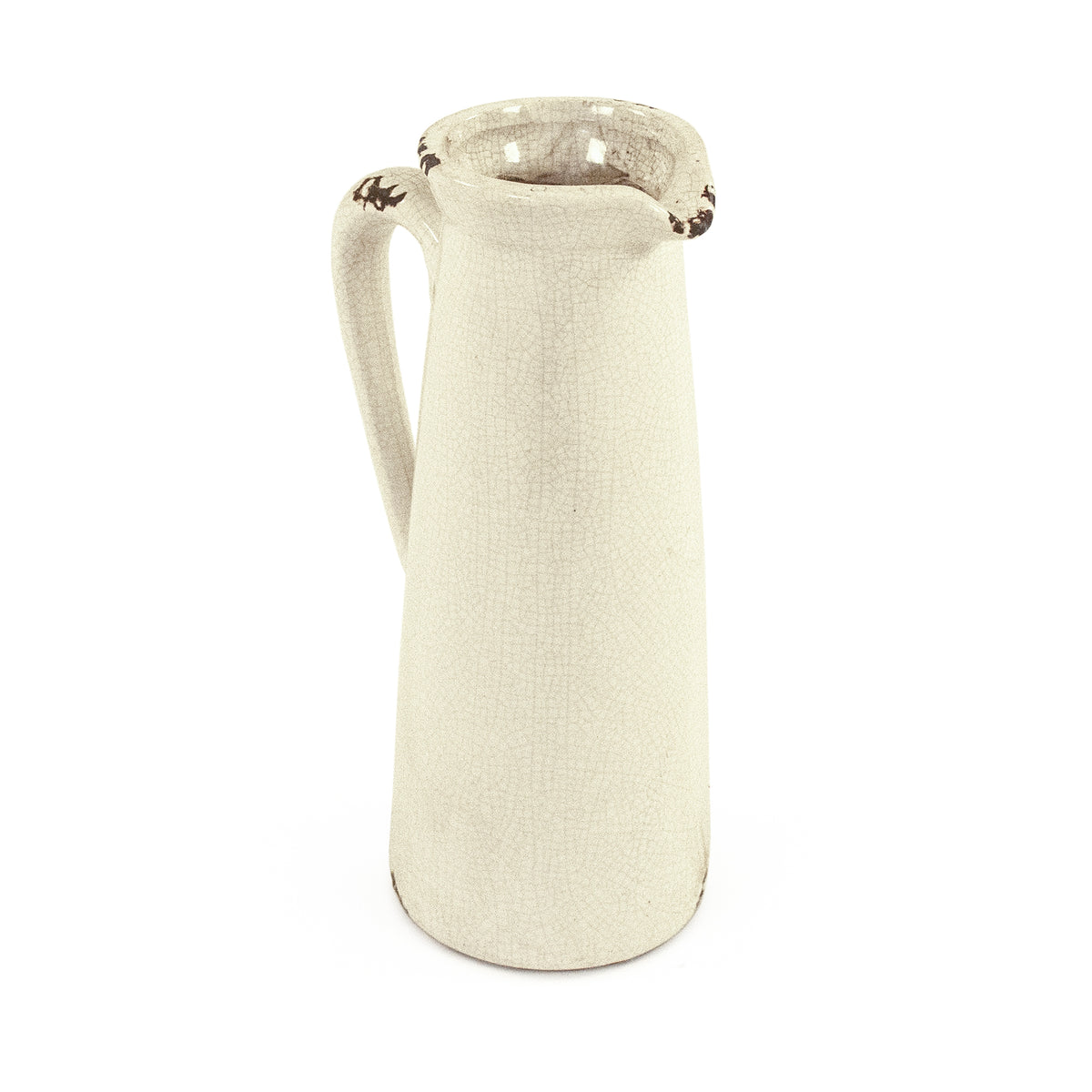 Distressed Crackle White Pitcher (015659 A369) by Zentique