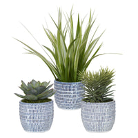 Uttermost Puebla Greenery In Blue & White Pots, S/3