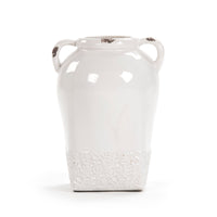 Distressed Crackle White Vase (6768L A369) by Zentique