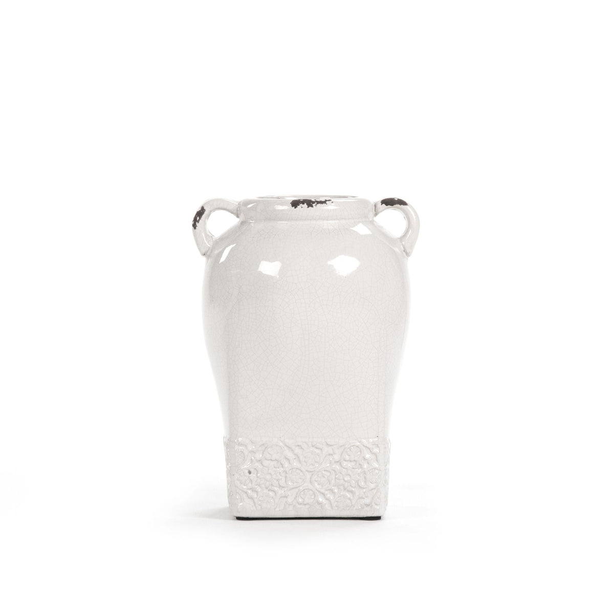 Distressed Crackle White Vase (6768S A369) by Zentique