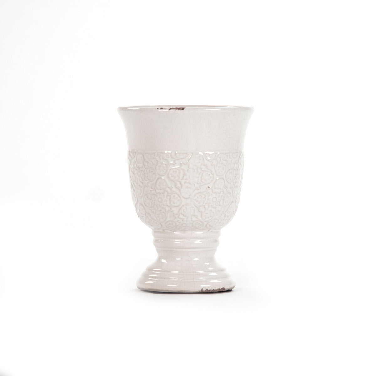 Distressed Crackle White Vase (6769S A369) by Zentique