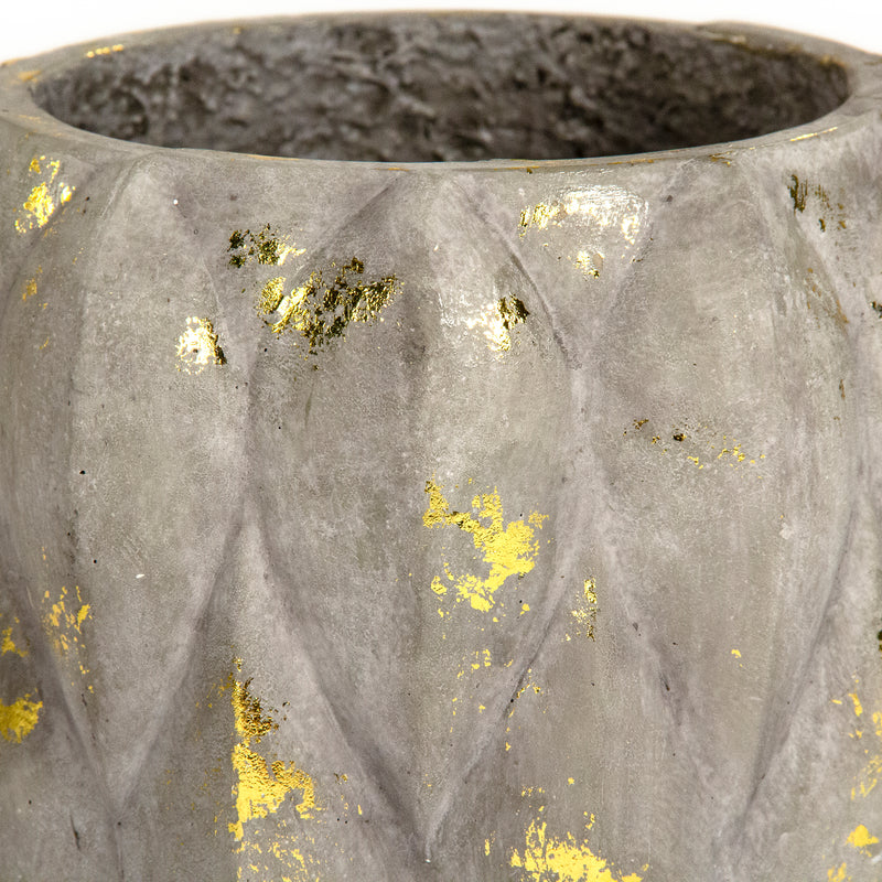 Grey and Distressed Gold Leaf Vase Small by Zentique