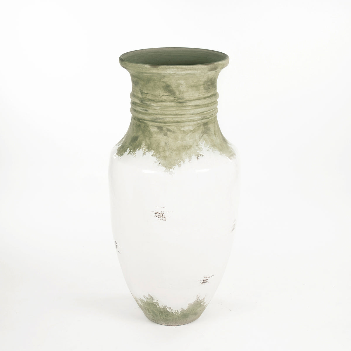 Distressed Off-White Large Vase (14A109) by Zentique