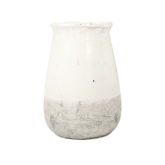 Distressed White Vase (9801L A25A) by Zentique