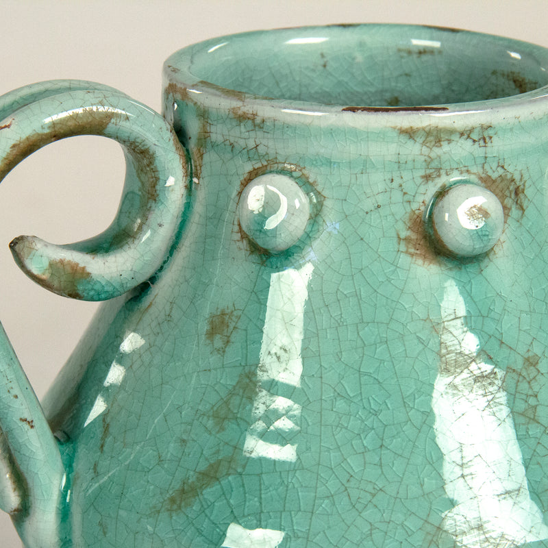 Distressed Turquoise Vase Small by Zentique