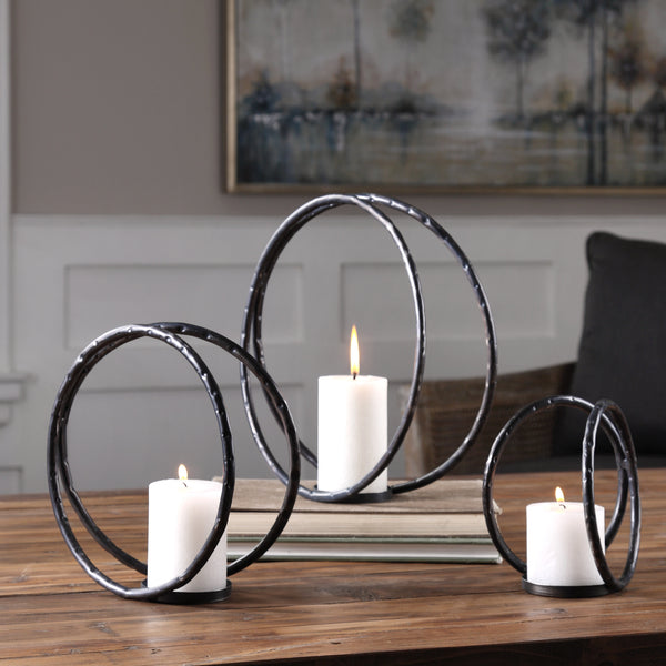 Uttermost Pina Curved Metal Candleholders S/3