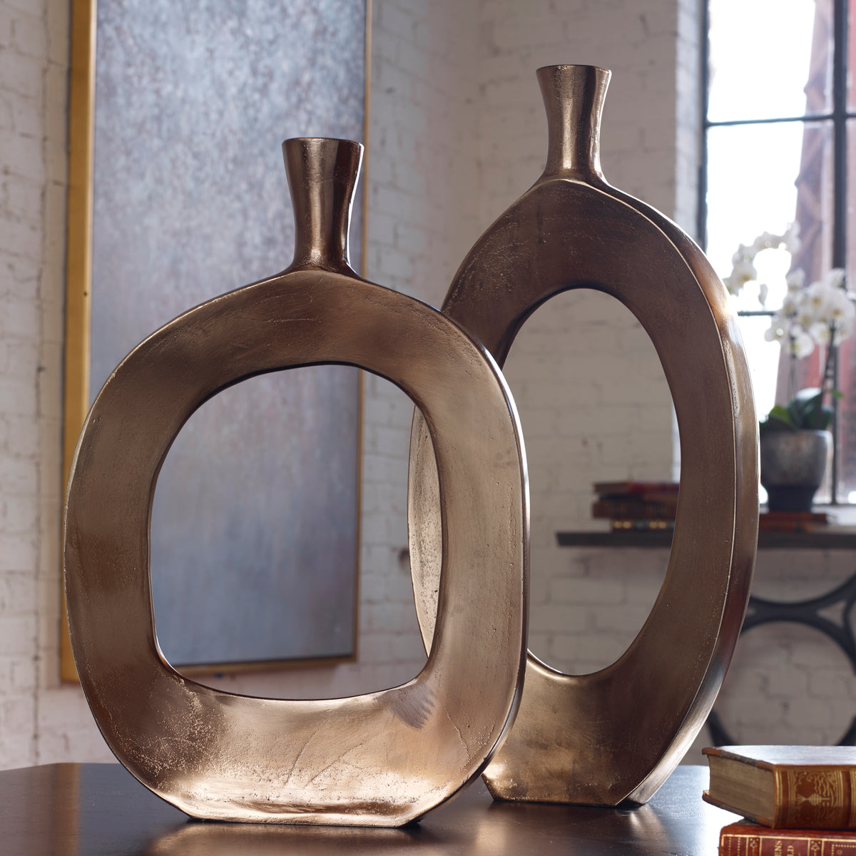 Uttermost Kyler Textured Bronze Vases Set/2