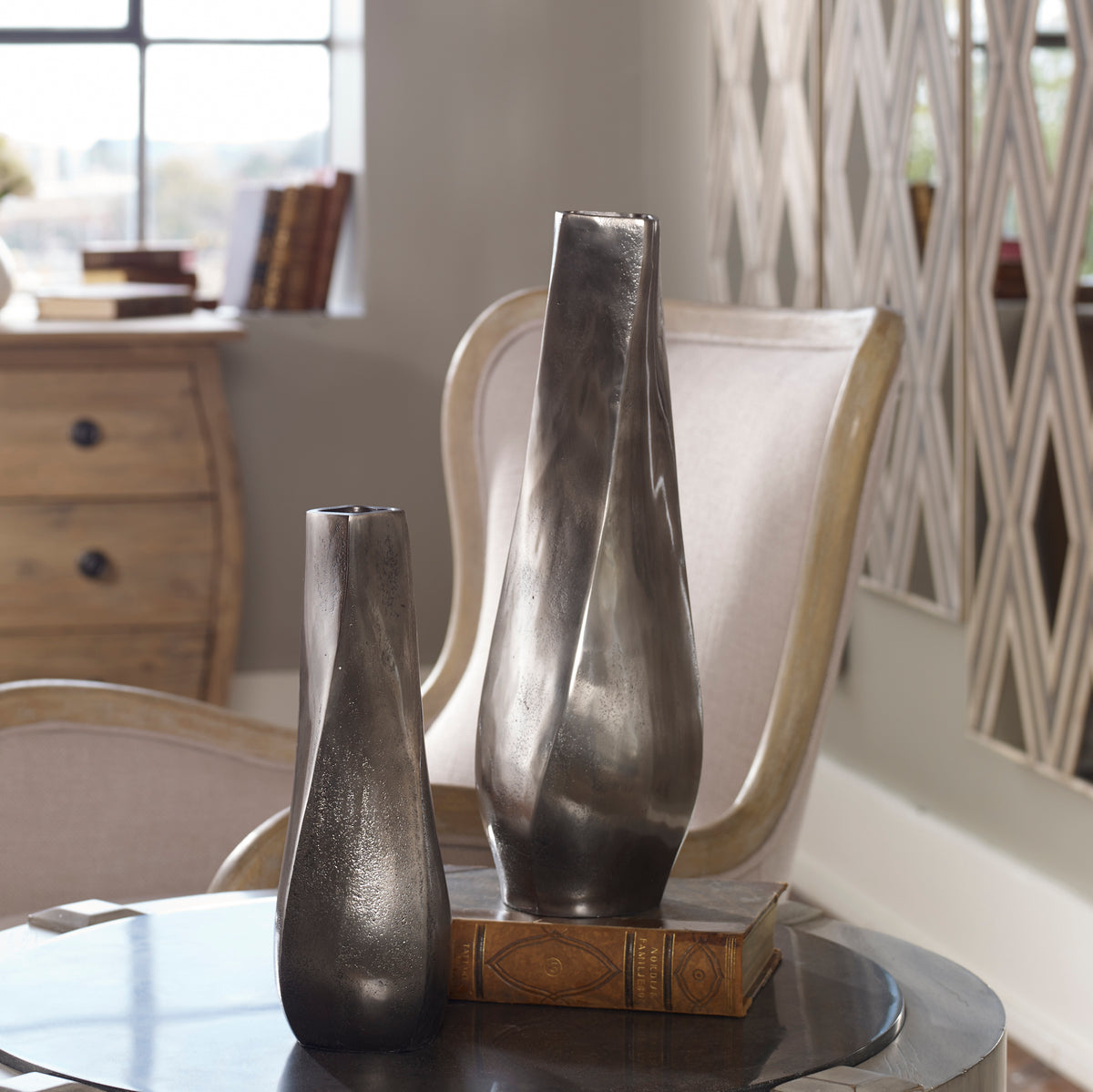 Uttermost Noa Dark Nickel Vases Set/2