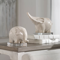 Uttermost Kyan Ceramic Elephant Sculptures, S/2