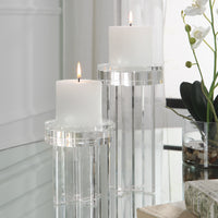 Uttermost Crystal Pillar Candleholders, Set/2
