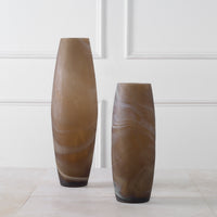Uttermost Delicate Swirl Caramel Glass Vases, Set/2