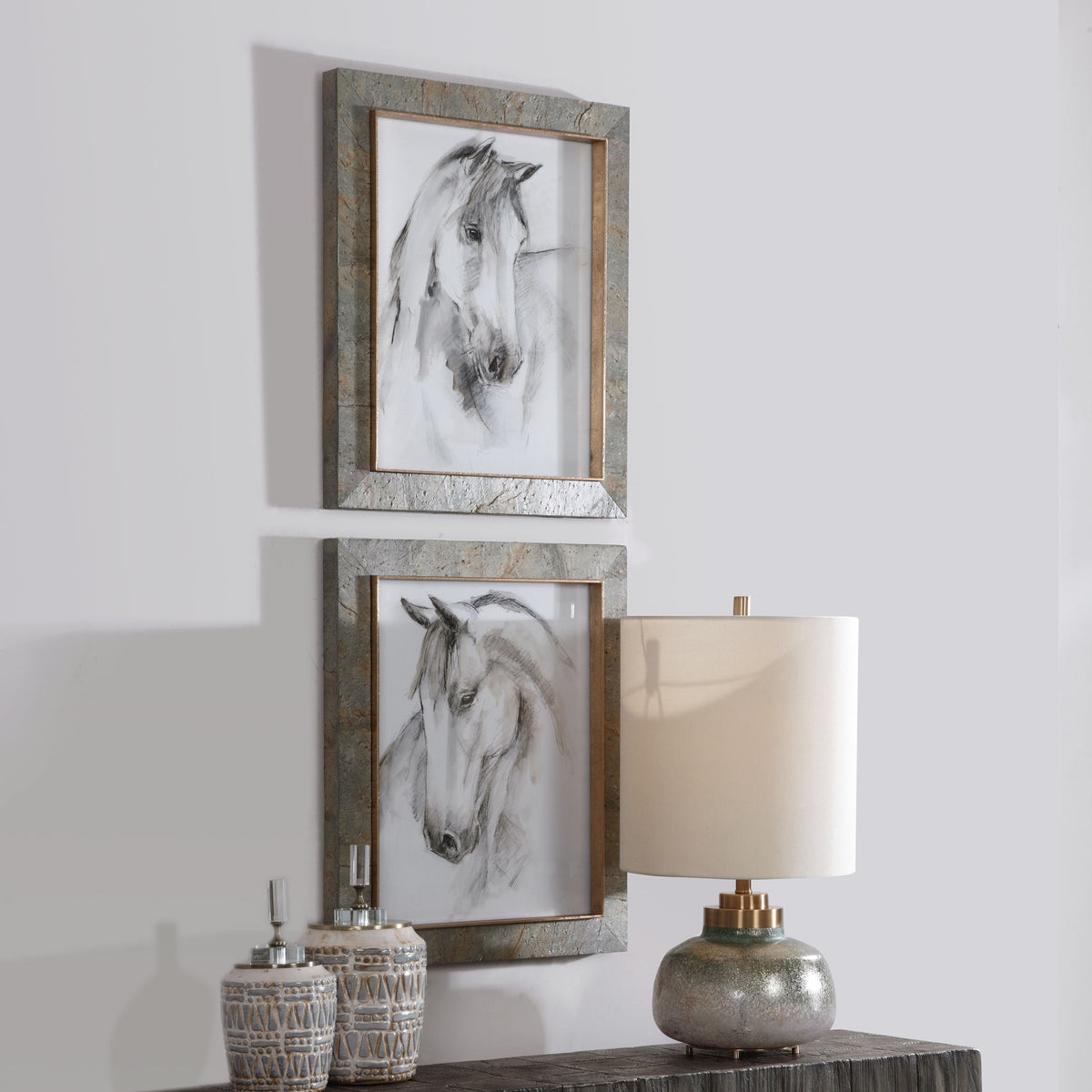 Uttermost Equestrian Watercolor Framed Prints, S/2