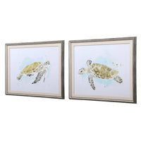 Uttermost Sea Turtle Study Watercolor Prints, S/2