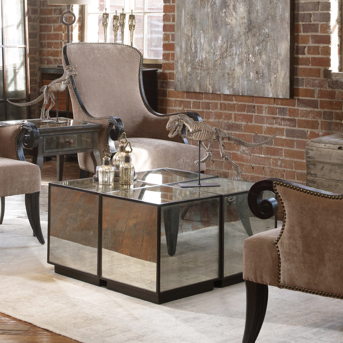 Uttermost Matty Mirrored Cube Table