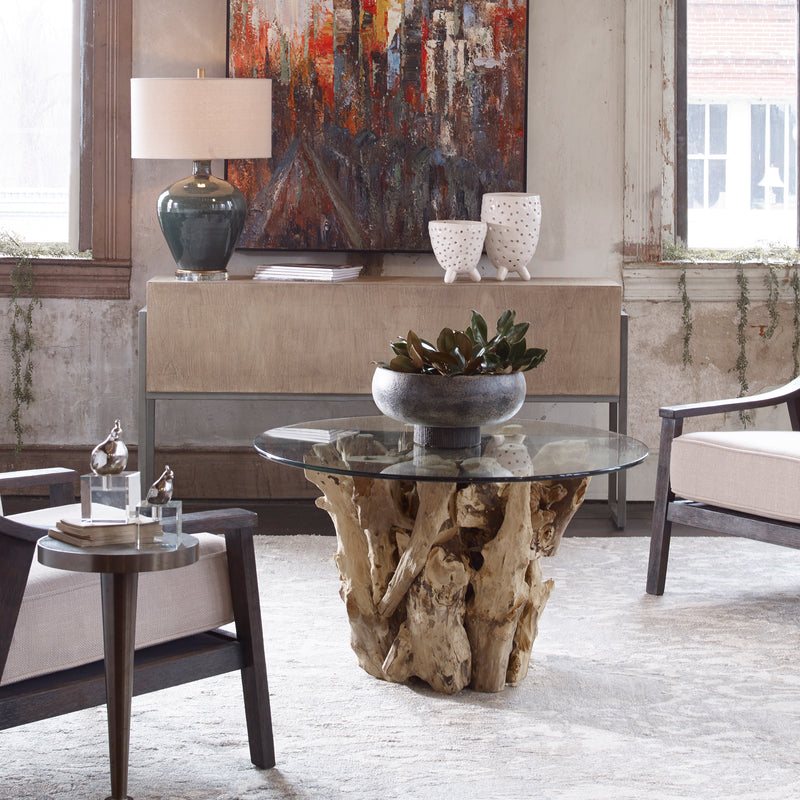 Uttermost Driftwood Glass Top Cocktail Table