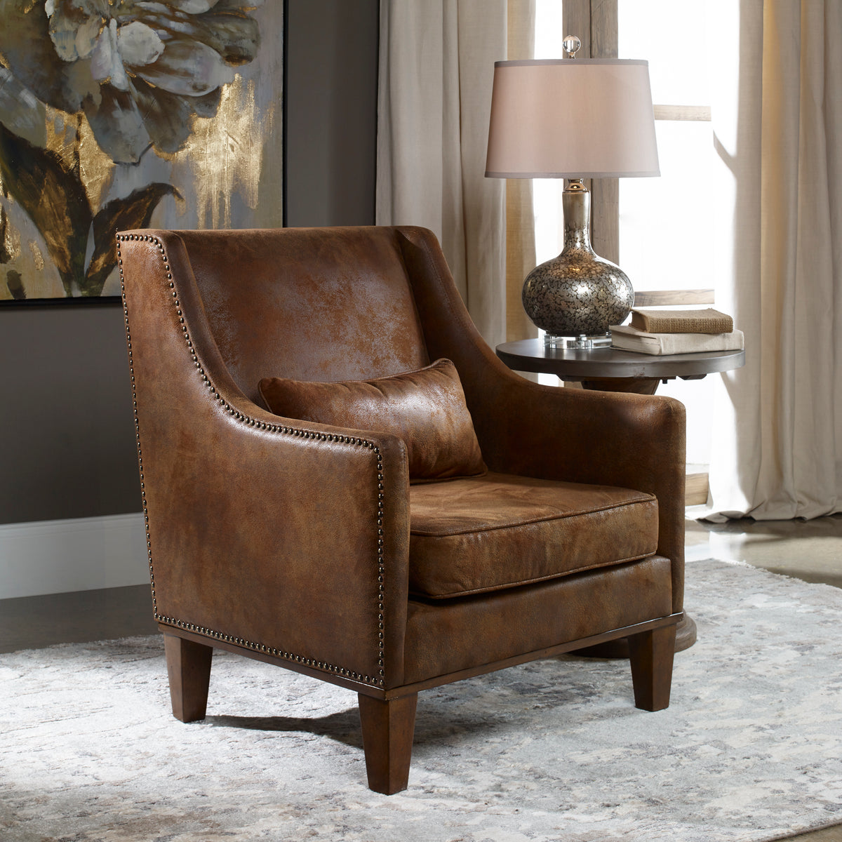 Uttermost Clay Leather Armchair