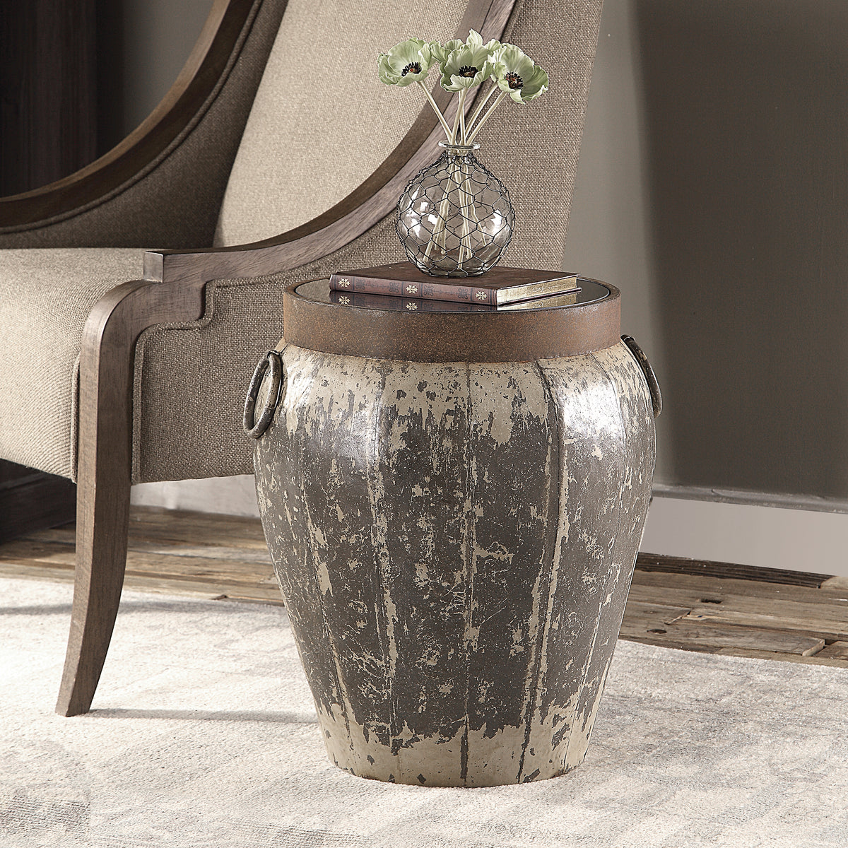 Uttermost Neith Metal Drum Accent Table