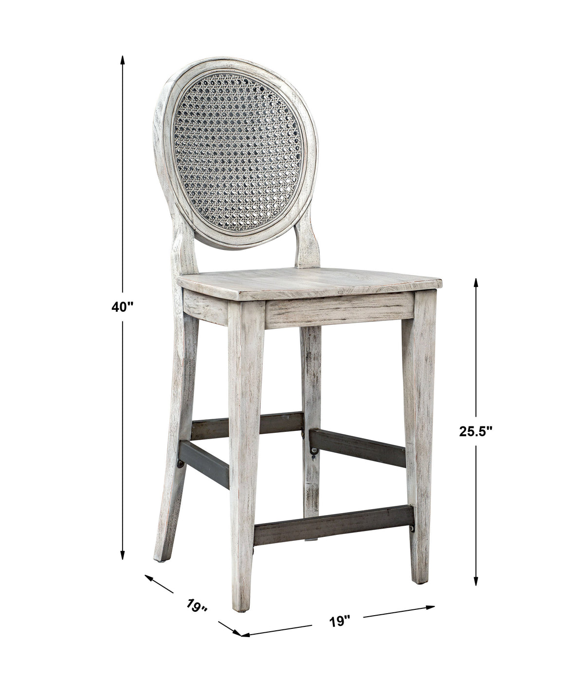 Uttermost Clarion Aged White Counter Stool