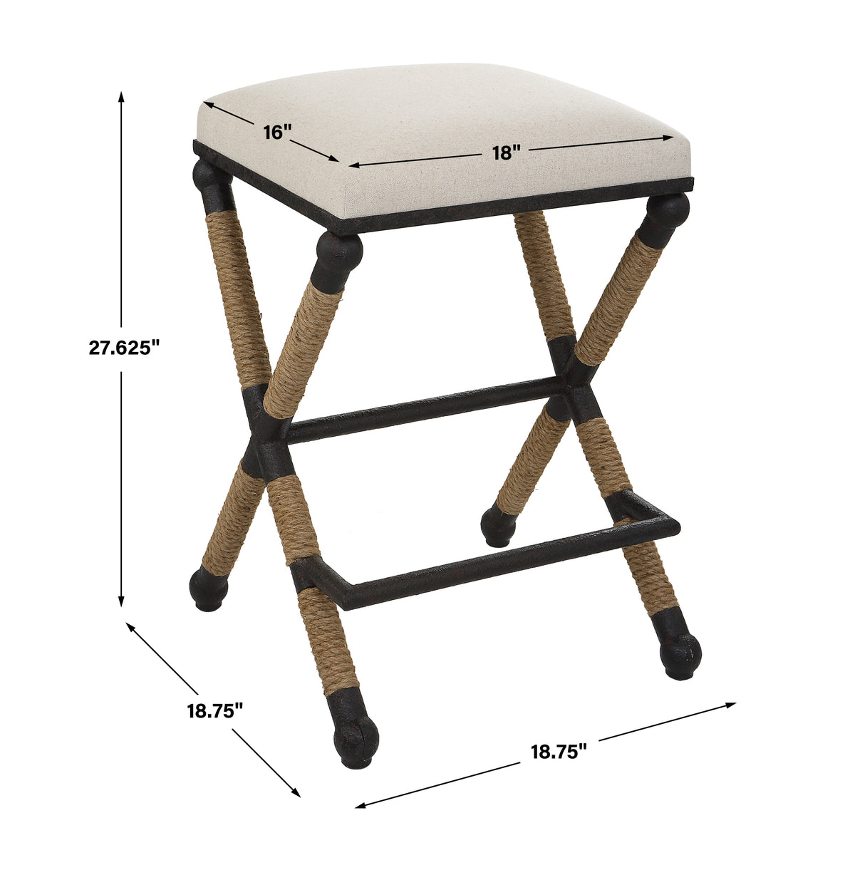 Uttermost Firth Rustic Oatmeal Counter Stool