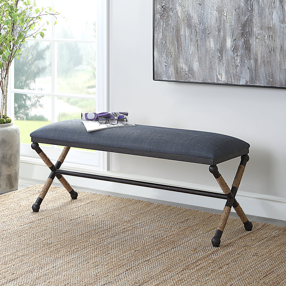 Uttermost Firth Rustic Navy Bench