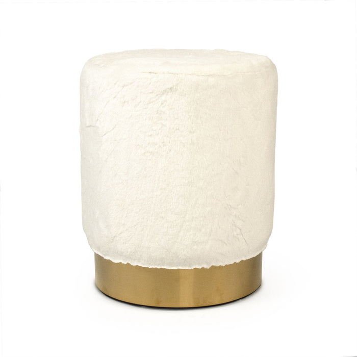 White Faux Fur Stool by Zentique