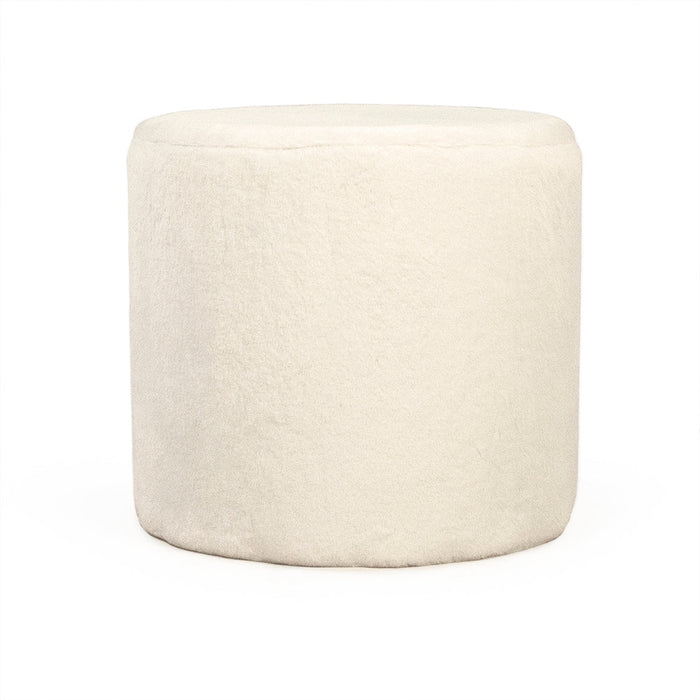 White Faux Fur Stool by Zentique