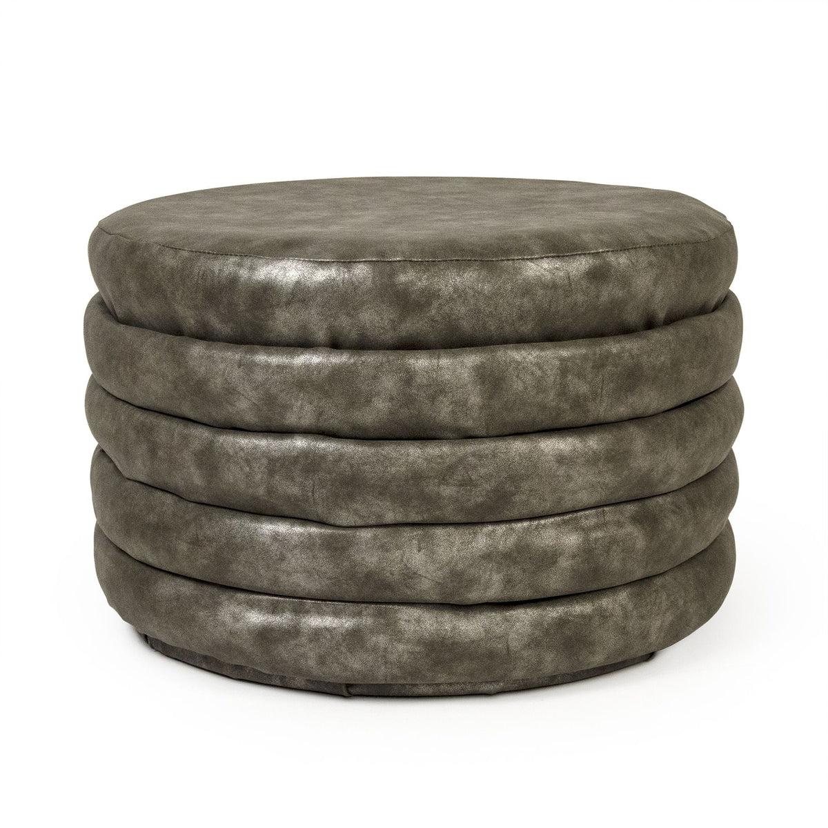 Distressed Grey PU Ottoman by Zentique