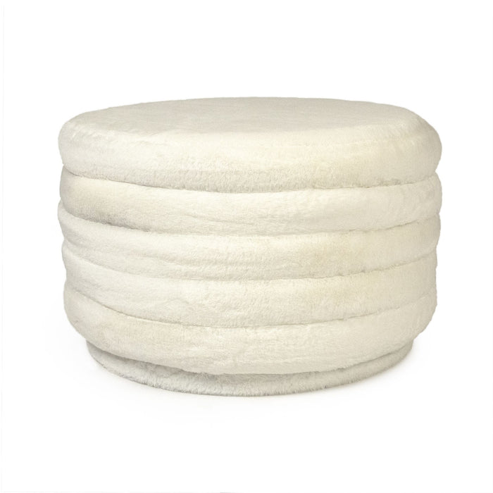 White Faux Fur Ottoman by Zentique