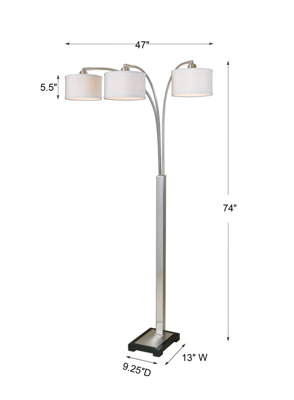 Uttermost Bradenton Nickel 3 Light Floor Lamp