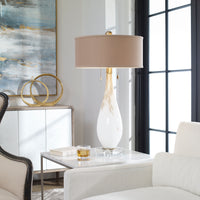 Uttermost Cardoni White Glass Table Lamp